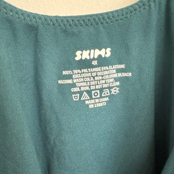 Skims Fits Everybody Square Neck Tank Bodysuit Teal Blue Casual Basics Sz 4X - Picture 4 of 6